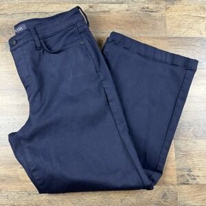 Nydj Blue Mid-Rise Flat Front Wide Leg ‎ Ankle Trousers Dress Pants Size 10